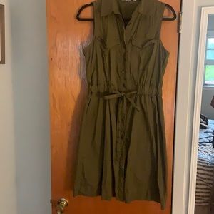 Green button up dress